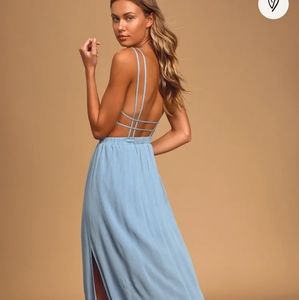 Lulu's Lost In Paradise Slate Blue Maxi Dress